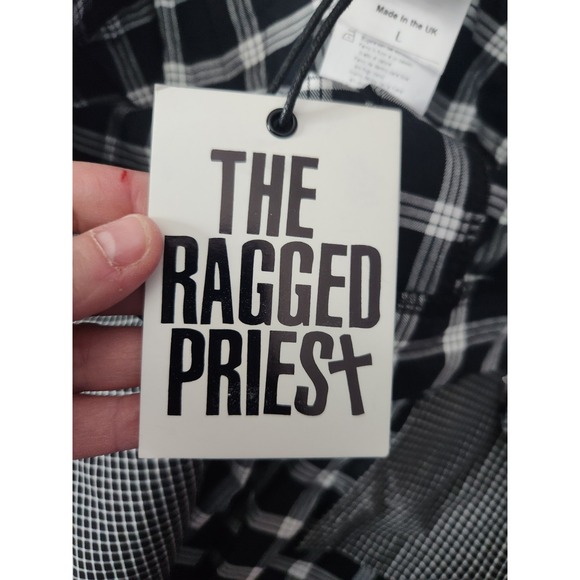 NWT Free People Ragged Priest Wide Leg Plaid Pants Goth Grunge Y2K Street Style - Picture 9 of 14